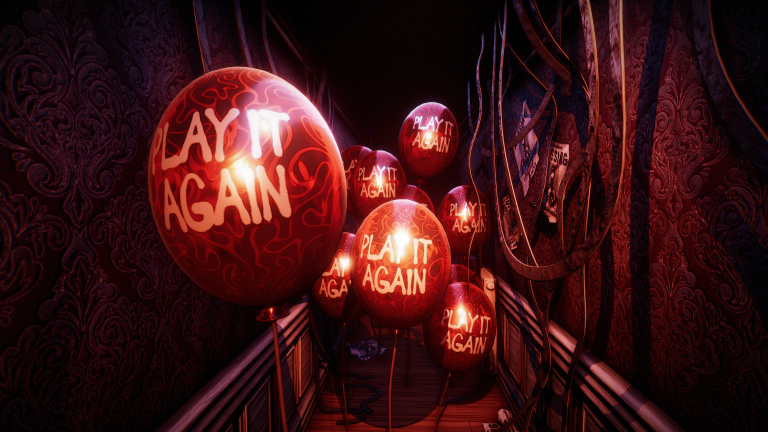 Don't Fret screenshot – the balloon hallway with birthday balloons