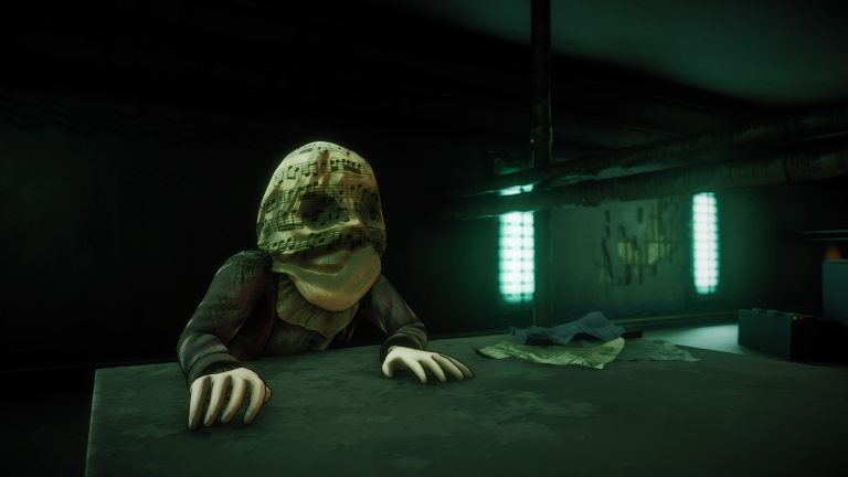 Don't Fret screenshot – a strange figure in a dark classroom