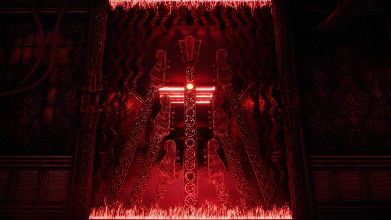 Don't Fret screenshot – the Guitar Gate glowing red