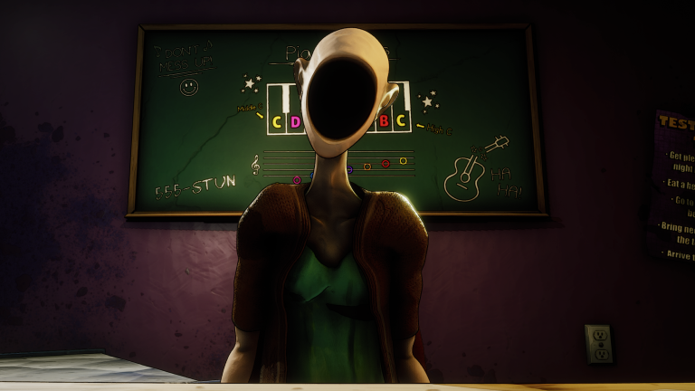 Don't Fret screenshot – Ms. Whole at the chalkboard